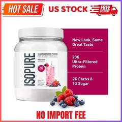 Isopure Clear Low Carb 100% Whey Protein Isolate Powder, Mixed Berry