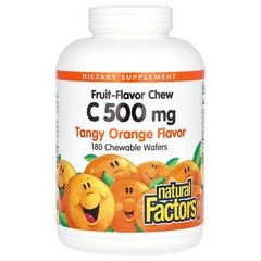 2 X Natural Factors, Vitamin C Fruit-Flavor Chew, Tangy Orange, 500 mg, 180 Che
