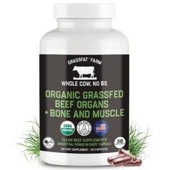 USDA Organic 100% Grassfed Beef Organ Supplements – Whole Cow, 30-Day Supply