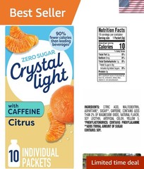 Refreshing Citrus Sugar-Free Drink Mix – 10 Pack with Caffeine for Energy