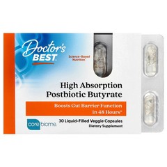 2 X Doctor’s Best, High Absorption Postbiotic Butyrate, 30 Liquid-Filled Veggie