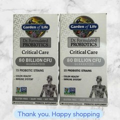 FOR 2 Garden of Life Dr Formulated Probiotics Critical Care 80 Billion CFU 30ct