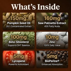 Pumpkin Seed Oil 3000mg with Saw Palmetto & Beta-Sitosterol for Prostate Health,
