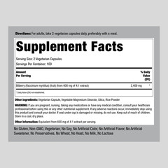 Bilberry Extract Capsules 2400mg | 200 Count | Non-GMO | by Piping Rock