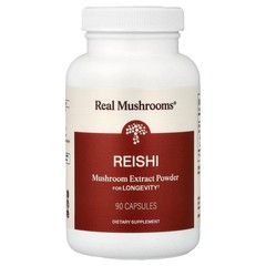 2 X Real Mushrooms, Reishi, Mushroom Extract Powder, 90 Capsules (500 mg per Ca