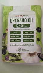 Merry Vita Oregano Oil 12,000mg 300 Softgels Garlic Olive Leaf Elderberry