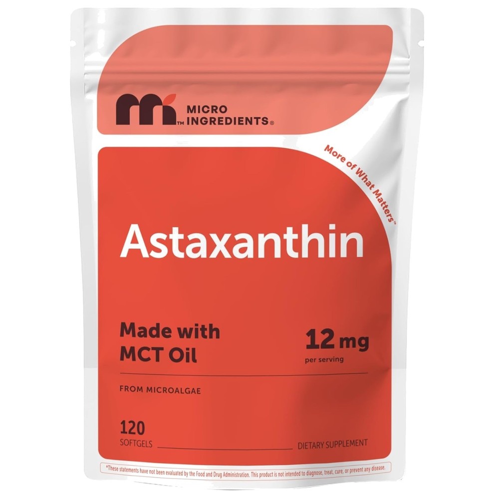 Astaxanthin 12mg Softgels with MCT Oil 120 Count Supports Antioxidant Health…