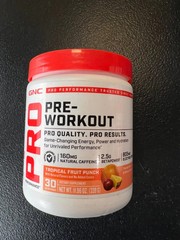 GNC Pro Pre Workout Tropical Fruit Punch 30 Servings Energy Performance 11.96 Oz
