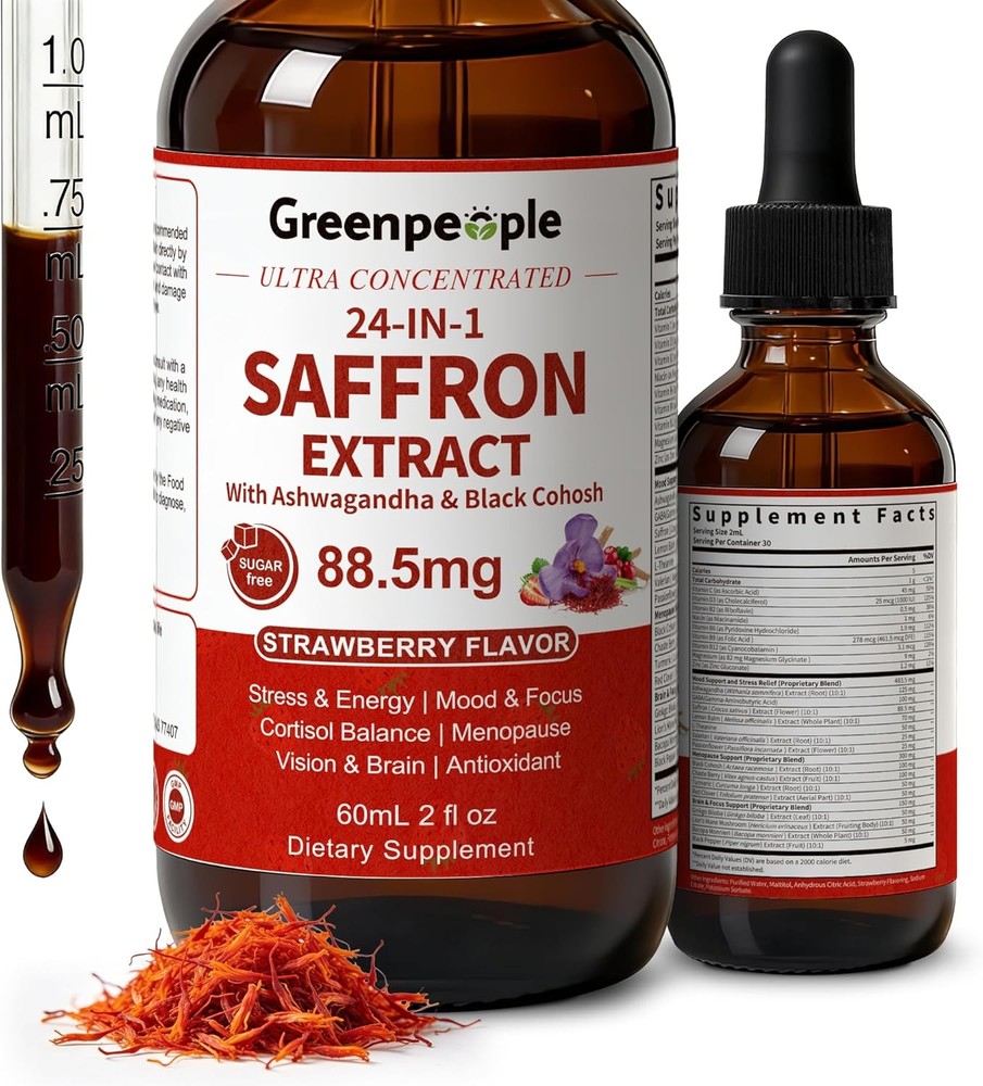 Saffron Extract Drops 24-in-1 with Ashwagandha, Black Cohosh & Lion’s Mane