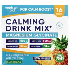 2 X Venture Pal, Calming Drink Mix+, Magnesium Glycinate, Pineapple, 16 Stick P