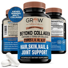 Grow Vitamin Multi Collagen Plus, 1800MG Types I, II, III, V, & X – 90 Capsules
