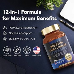 Magnesium 5x 12 1 in Complex 700mg – Glycinate Citrate Malate Taurate 120 Caps
