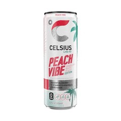 CELSIUS PEACH VIBE Sparkling White Peach, 12 Fl Oz (Pack of 12), Peach Vibe