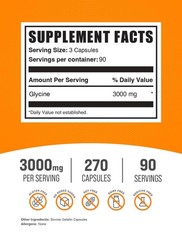 Glycine 3000Mg Capsules 270 Count Nutritional Supplement For Health And Wellb…
