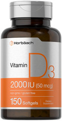 Vitamin D3 2000IU Softgels | 150 Count | Non-GMO, Gluten Fee | by Horbaach