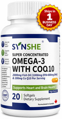 Omega-3 w/ COQ-10 for Heart & Brain Health & Antooxidant Support – Ships Fast