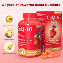 CoQ-10 300mg 240 Softgels Coq10 Co Q10 Coenzyme Heart Support NON GMO Free Ship