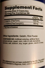 L-Arginine and L-Ornithine 1000mg/500mg 3X200 Caps by Vitamins Because