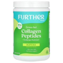 2 X Further Food, Grass-Fed Collagen Peptides + Cordyceps Mushroom, Matcha, 10.