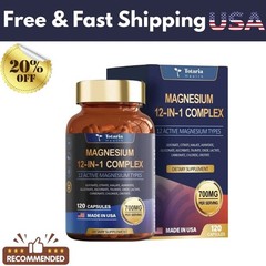 3 BOTTLES–NEW Magnesium Complex 700mg 12 in 1 Magnesium Supplement & 120 Counts