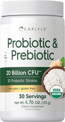 Probiotic and Prebiotic Powder | 4.76 Oz | 20 Billion CFU | by Carlyle