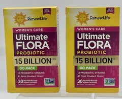Lot of 2 RenewLife Women’s Care Ultimate Flora Probiotic 15B 30ct Exp 04/27