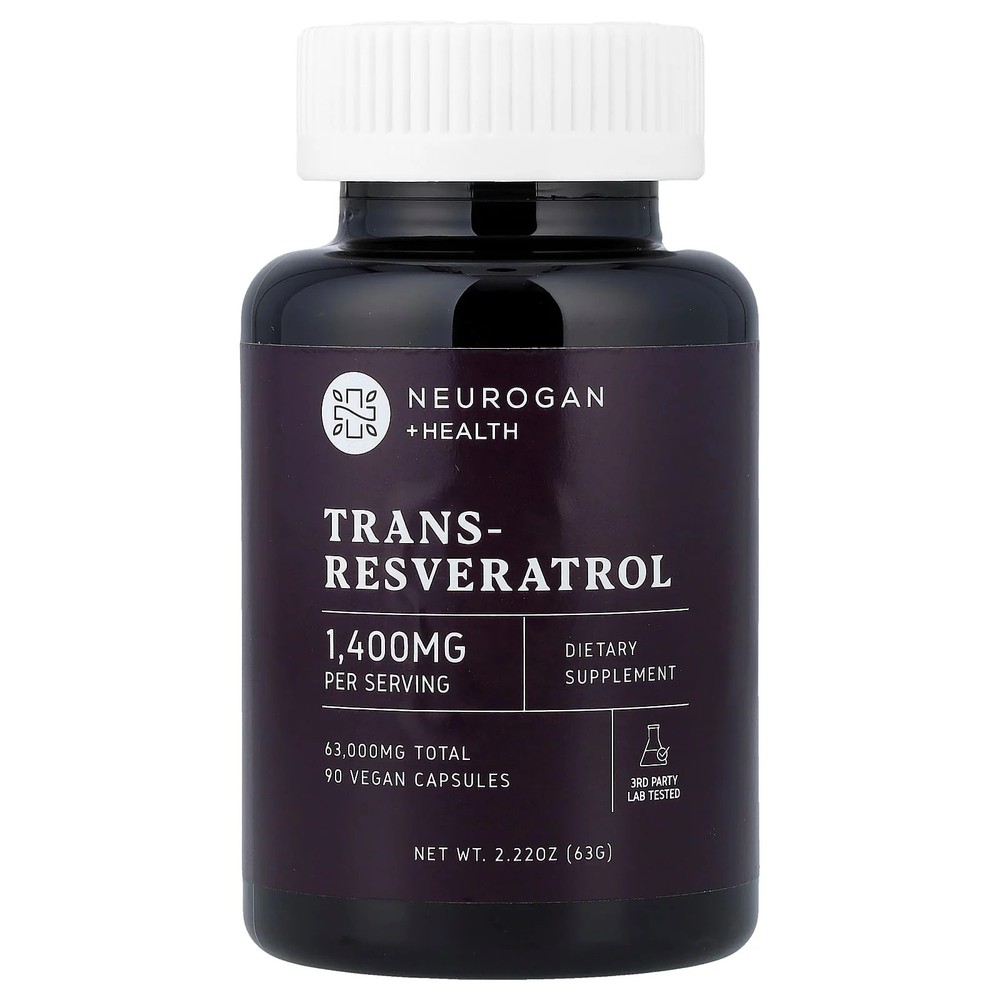 2 X Neurogan Health, Trans-Resveratrol, 90 Vegan Capsules (700 mg per Capsule)
