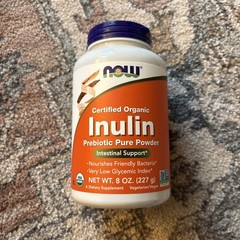 NOW FOODS Inulin Prebiotic Pure Powder Organic 8 oz Exp 01/29