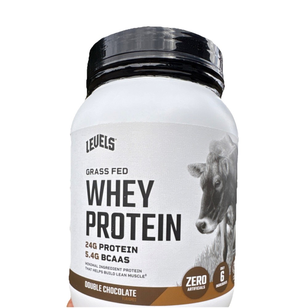 Levels Grass Fed Whey Protein Double Chocolate 24g Protein 5.4g BCAAs 23.7oz