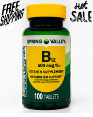 Spring Valley Vitamin B12 Tablets, 500 mcg, 100 Count Free Shipping