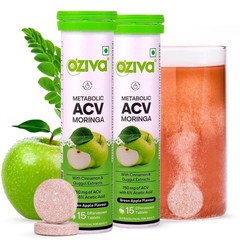 OZiva ACV Moringa | Control Cravings I Apple Cider Vinegar, 15 Tabs (Pack Of 2)