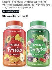 Superfood MD Fruits and Veggies Supplement – 90 Fruit and 90 Veggie Ct Exp 3/27