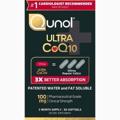 Qunol Ultra CoQ10 100mg Water and Fat Soluble Dietary Supplement, 60 Softgels