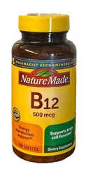 Nature Made Vitamin B12 Supplement 500mcg 100 Tablets Exp 3/2028