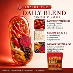 Capsaicin Power, Capsaicin Softgels, Cayenne Pepper & Beetroot Extracts with V