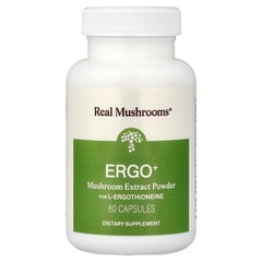 2 X Real Mushrooms, ERGO + L-Ergothioneine, 60 Capsules