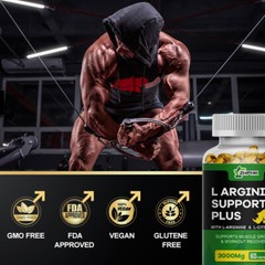 L-Arginine 60 Nitric Oxide,Testosterone Booster,Energy Support Capsules 3000 mg