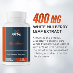 Primal Labs GlucoBurn Support Supplement with White Mulberry Leaf Extract and…