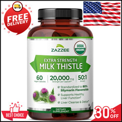 Zazzee Organic Milk Thistle Extract 20,000 mg Strength | Choose Your Size