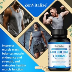 L Citrulline 3000mg Supplement L Arginine Muscle Strength Endurance 120 Capsules