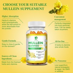 Mullein Leaf Extract Gummies for Lung Cleanse Plus Marshmallow Quercetin Vitamin