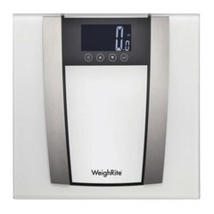 WeighRite TRU Tempered Glass LCD White Back Lit 7-in-1 Body Fat Bath Scale