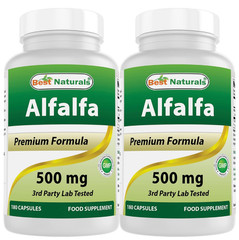 Best Naturals Alfalfa Green Super Food 500 mg 180 Capsules 180 Count(Pack of 2)