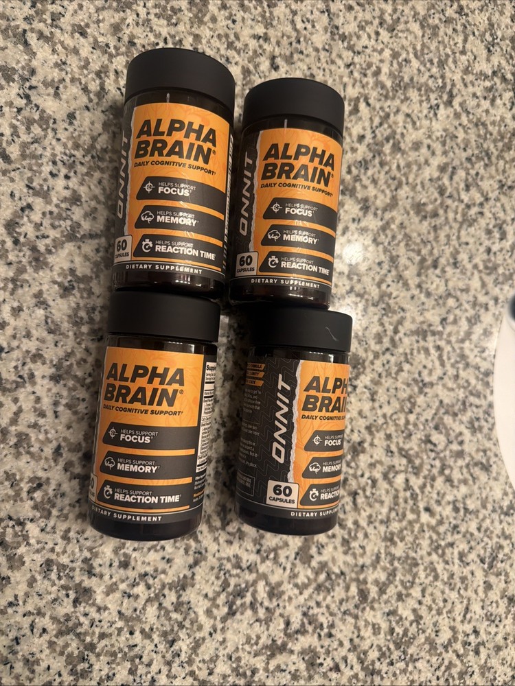 LOT of 4 Onnit Alpha Brain Memory and Focus – 60 Capsules each – exp 09/12/2026