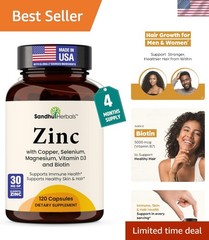 All-in-One Zinc with Copper & Selenium – 120 Capsules for Optimal Hair & Health