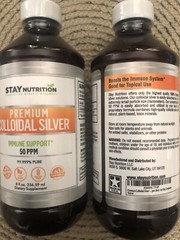 STAY NUTRITION /Premium Colloidal Silver/ Immune Support / 50 PPM /8 Fl. Oz./2pk