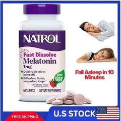 Natrol Fast Dissolve Melatonin 1mg, Sleep Support for Adults, 90 Tablets