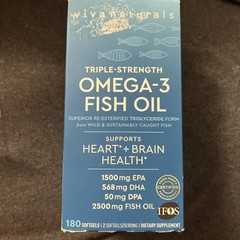 Viva Naturals Triple Strength Omega3 Fish Oil Supplement 2500mg 180 Ct Exp 10/26