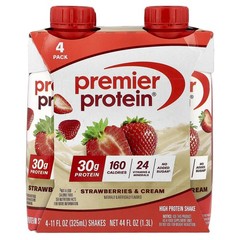 High Protein Shake, Strawberries & Cream, 4 Shakes, 11 fl oz (325 ml) Each