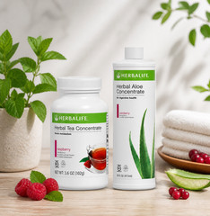 Herbalife Herbal Tea Concentrate Raspberry 3.6Oz & Cranberry Aloe Pint 16 Oz